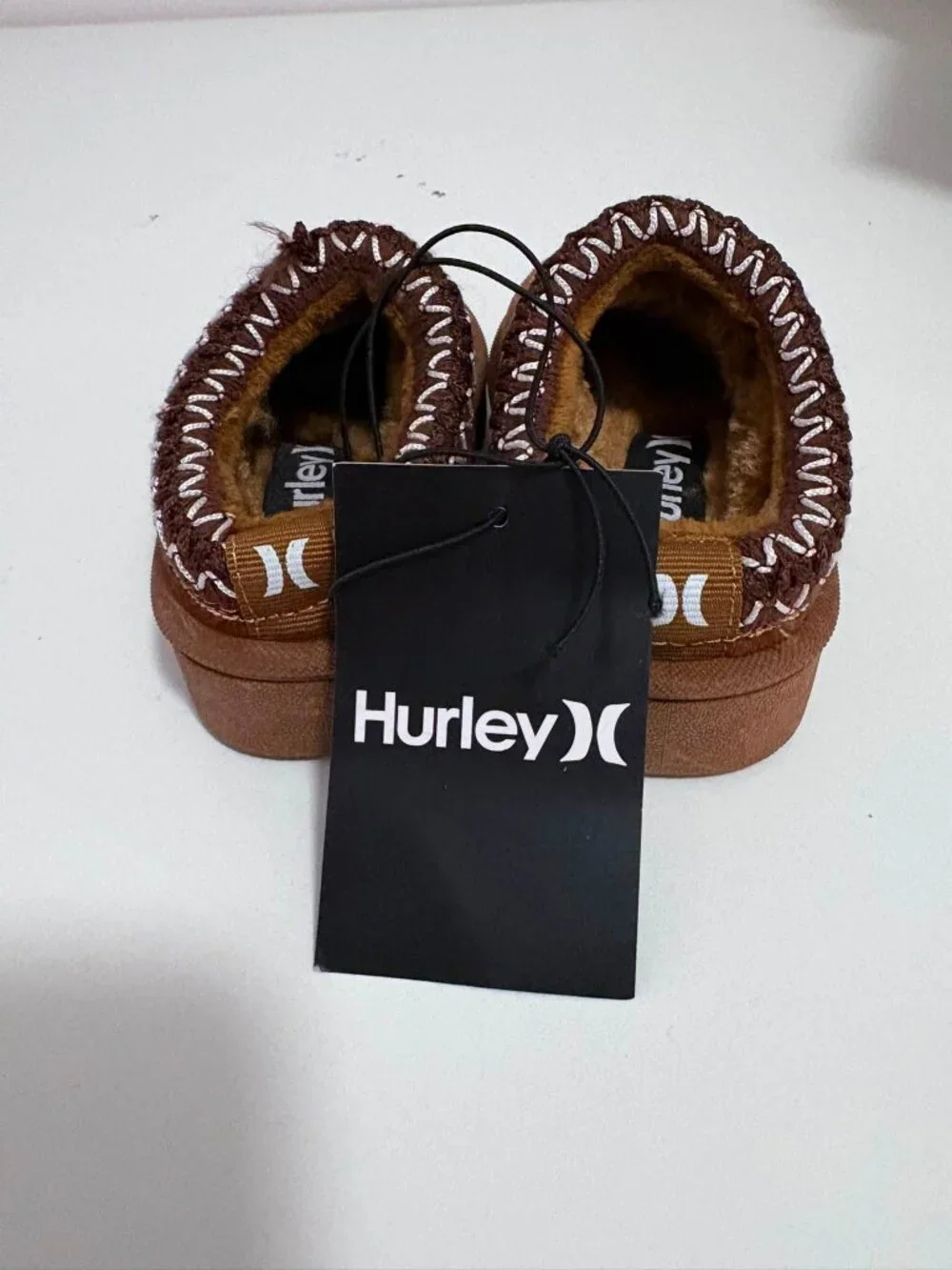 NWT Hurley Toddler Cozy Faux Suede Slippers Brown